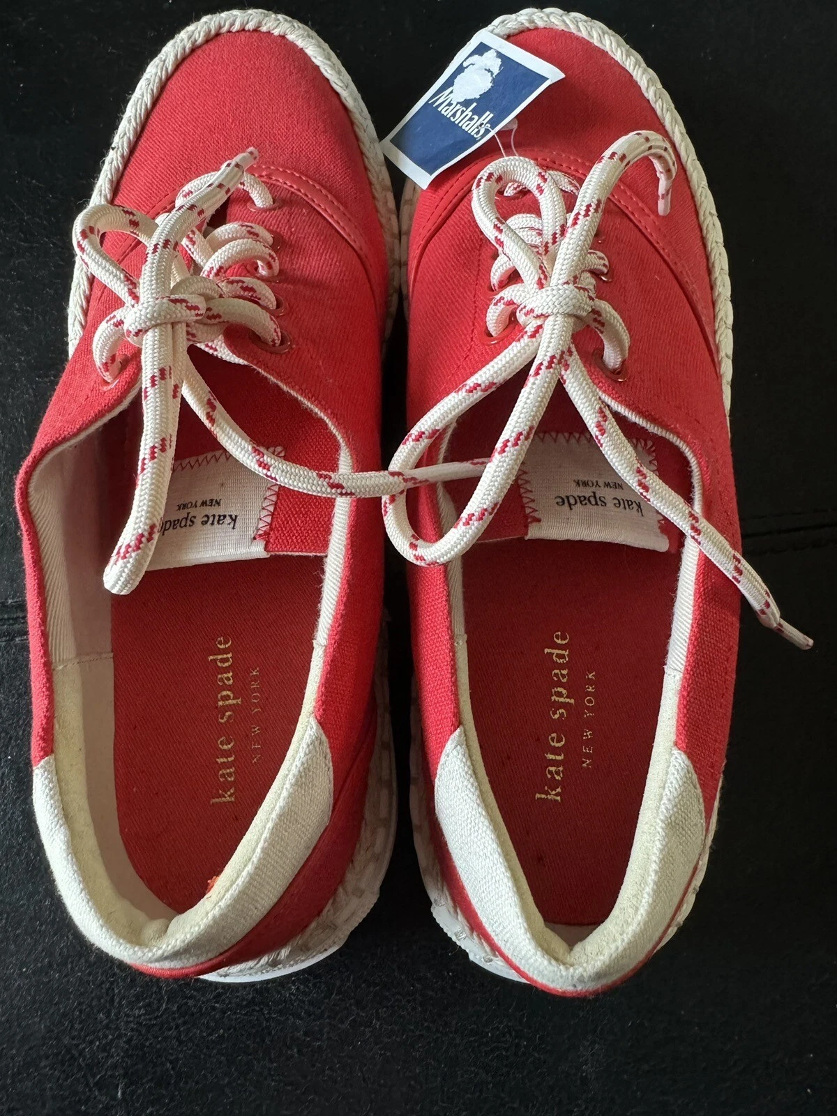 Sneakers da donna Kate Spade NY Boat espadrille rosa corallo taglia 9B nuove con etichette