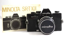 VINTAGE MINOLTA SRT-101 BLACK SLR CAMERA WITH 58MM F1.4 ROKKOR LENS (NEAR MINT)