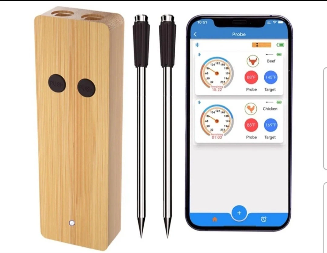 Smart Wireless Meat Thermometer 500FT Range Bluetooth Meat Thermometer Digital
Opens in a new window