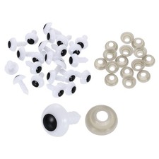 50Pcs 10mm Plastic Safety Eyes for Crocheting with Washers for Animals White
