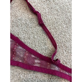 Aubade Lace Underwire Bra 36C Magenta Floral Mesh French Lingerie 5614C