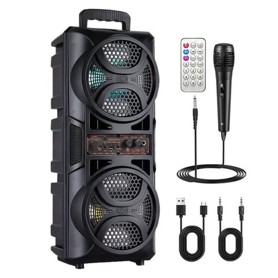 MARKENLOS Tragbarer Bluetooth RGB Party-Lautsprecher Subwoofer Akku PartyBox mit Mikrofon