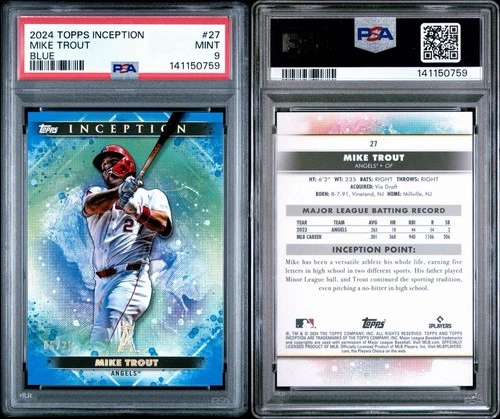 2024 Topps Inception Mike Trout #27 Blue /25 PSA 9 Angels MLB Baseball
