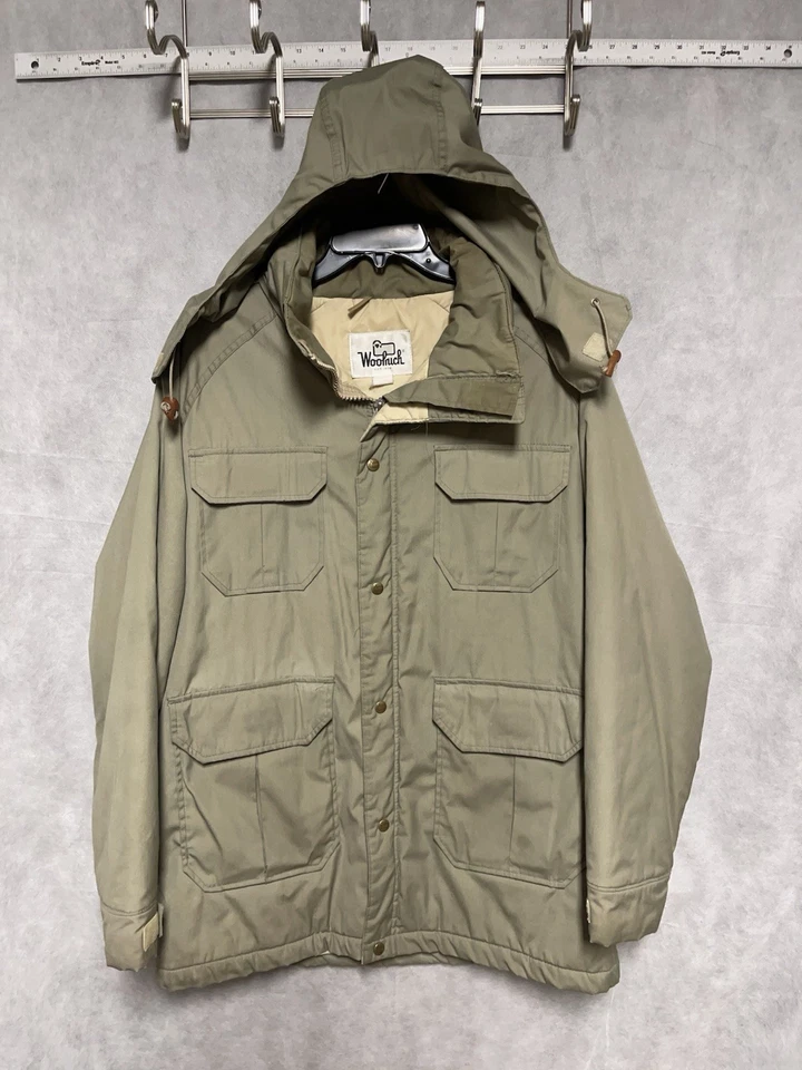 VTG Woolrich Jacket Men XL Hood Parka Heavyweight Lined Full Zip Snap USA 70 80 - Image 2 of 4