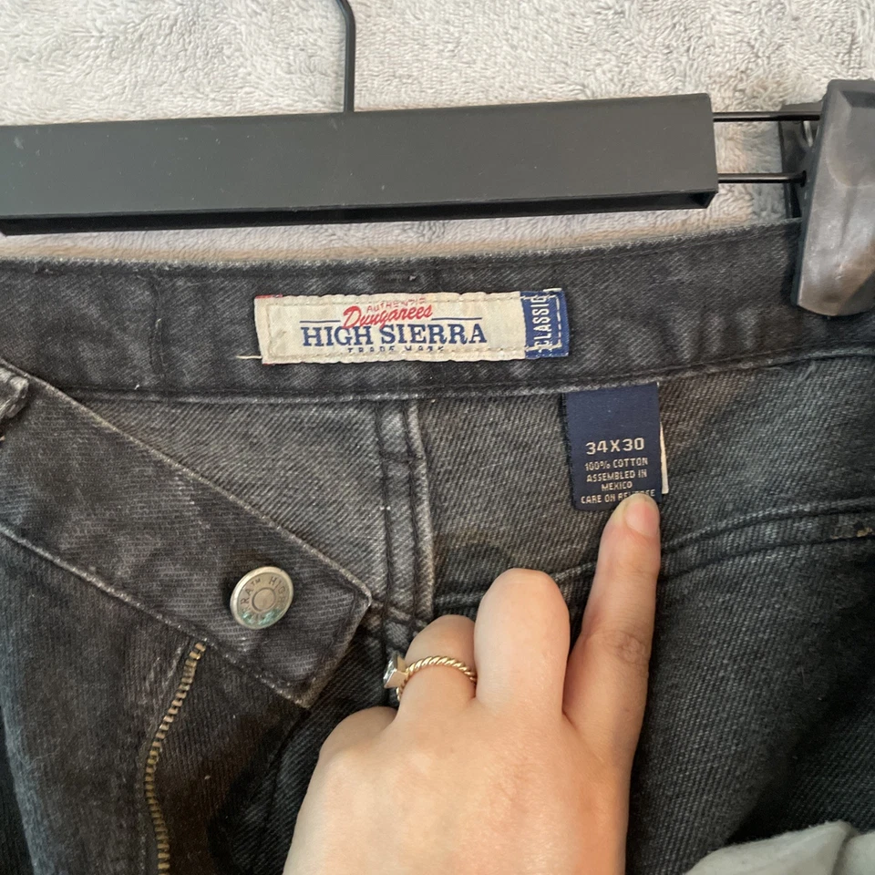 Pantalones de mezclilla punk corteza envejecida hechos a mano retazos negros para hombre 34x30 Foto 4 de 4