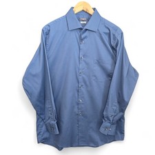 Van Heusen Flex Dress Shirt Mens 16 32/33 Large Blue Button Regular Fit Stretch