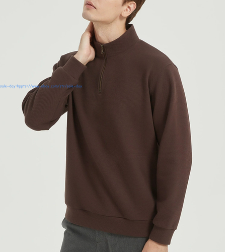 Men's Quarter Zip Pullover Tops Cotton Long Sleeve Lightweight hoodie Casual - Picture 11 of 23
