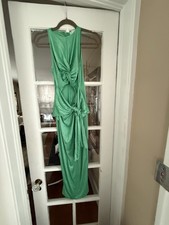 ASOS DESIGN Green sleeveless satin tie front midi dress. Size: US 6