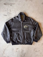 Planet Hollywood Paris Vintage 90s Leather Bomber Reversible Jacket L/XL