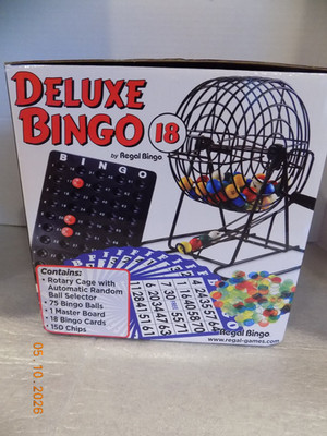 NEW Regal Deluxe Bingo Set w/Roller Cage/Balls/Board/Cards/Chips - NEW
