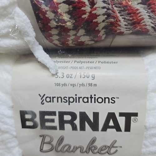 Lote de 3 manta Yarnspirations Bernat hilo blanco 5,3 oz 150 g 108 yardas poliéster - Imagen 2 de 3