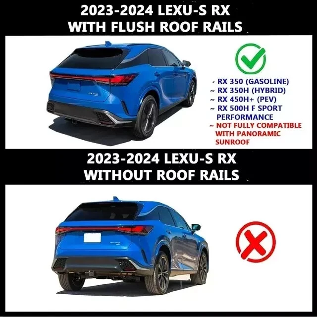 2Pcs Roof Rail Racks Cross Bar Crossbar Fit for Lexus RX RX350 RX450h 2023-2025 - Image 2 of 4
