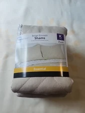 Mainstays Beige Emmett Shams Essential 2 pack King Quilted Floral