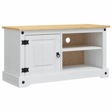 Image of vidaXL TV Cabinet Corona White 100 x 40 x 52 cm Solid Pine Wood, Modern Tv Cabin