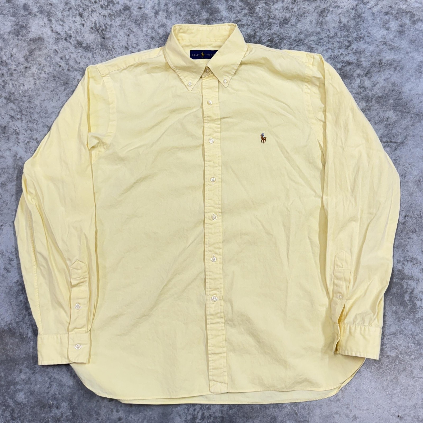 Ralph Lauren Shirt Mens XL Yellow Pony Logo Classic Fit Button Down Long Sleeve