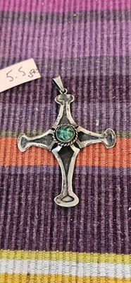Vintage Native American Cross Navajo Sterling Silver Turquoise Beautiful Old