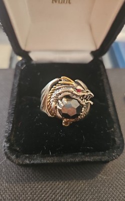 The Franklin Mint Ring 925 Sterlingsilber Drache schwarz