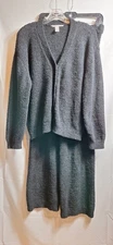 VICTORIA'S SECRET Fuzzy Soft Comfy Cozy Two-Piece Loungewear Set Sz XS Black EUC