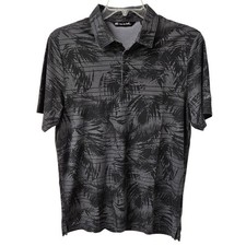 TravisMathew Black Palm Print Polo Shirt Medium M Pima Cotton Performance Golf