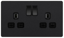 BG Evolve PCDMB22B Double Switched Socket 13A 2 Gang  - Matt Black 