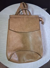 Brown Backpack Purse Zip Closure Gold Hardware Lined Pockets Adjustable Strap