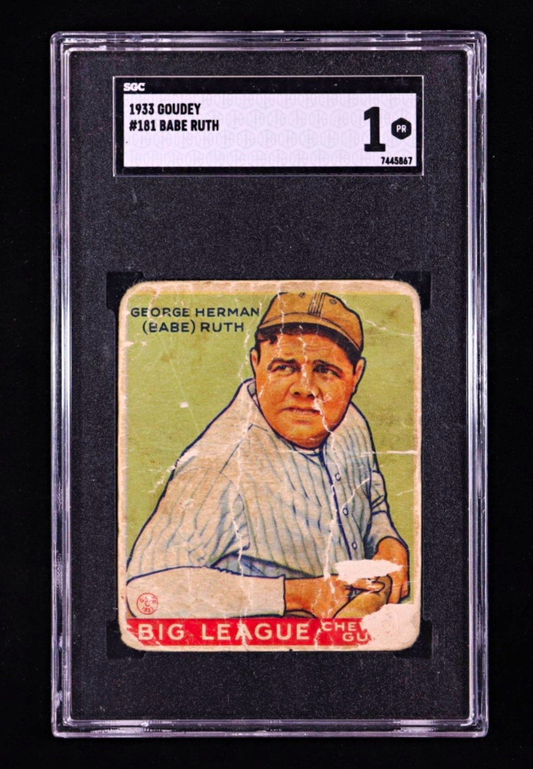 1933 Goudey Big League Chewing Gum #181 Babe Ruth SGC 1 PR R319 Yankees