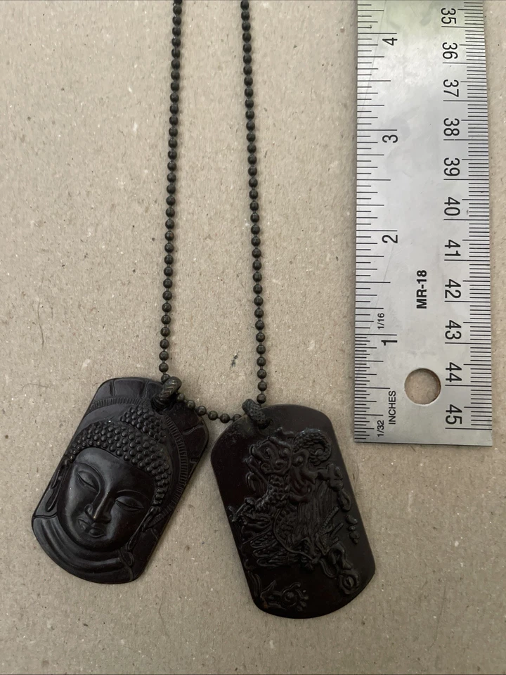 Collar Etiqueta de Perro Buda Ónix Negro Años 90 Moda Retro - Boho - Punk - Gótico Foto 4 de 4