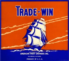 Los Angeles Trade-Win Ship Sail Orange Citrus Fruit Crate Label Art Print
