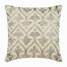 Decorative Pillow Case Beige 16"x16", Square Cotton Abstract - Silver Twinkles