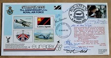 RAF 75TH ANNIV. 1993 COVER SIGNED WW2 VETERANS BARNES, BRANDON, TAPPIN, GEAR + 1