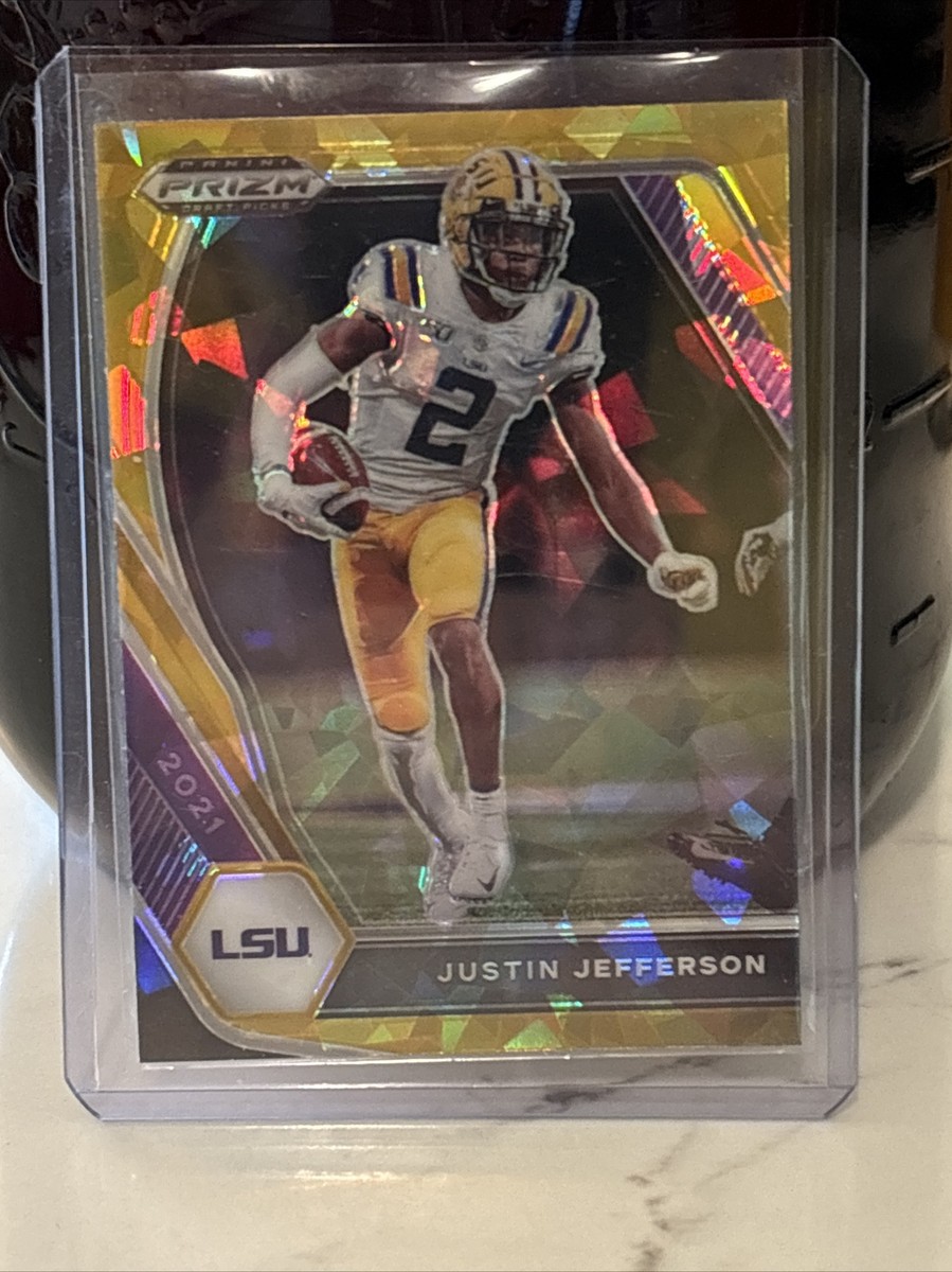 Justin Jefferson RC' 21 Panini Prizm Draft Picks Gold Cracked Ice