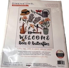 Dimensions New Counted Cross Stitch Kit Garden Time Welcome Sampler 9" x 12"