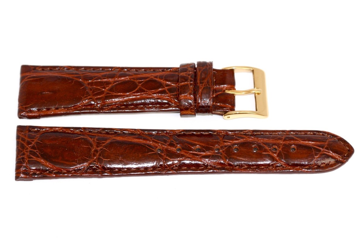 Omega Sangle Vintage Crocodile Marron Poli 12/10 MM B30B Longueur 100