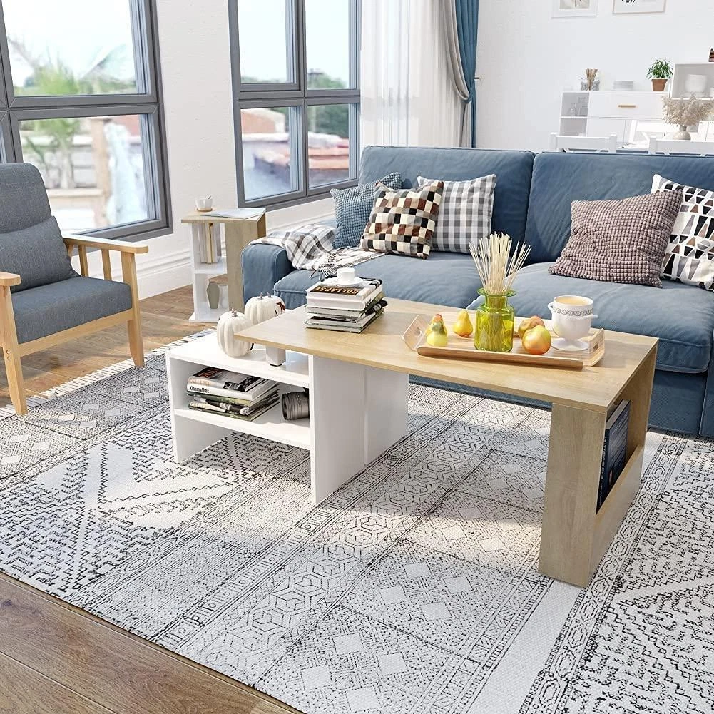 Modern white oak coffee table deals