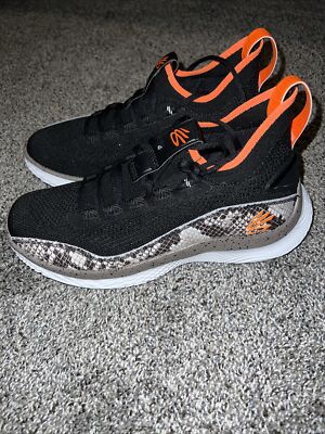 Under Armour Curry 8 Flow Snakeskin Black Orange 3024429-005 Mens Size 8 New