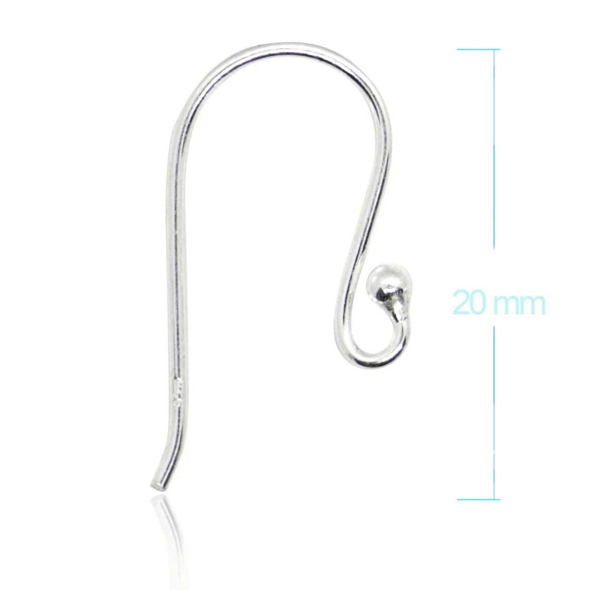 Fine Silver 20mm Basic Wire Earring Hook 