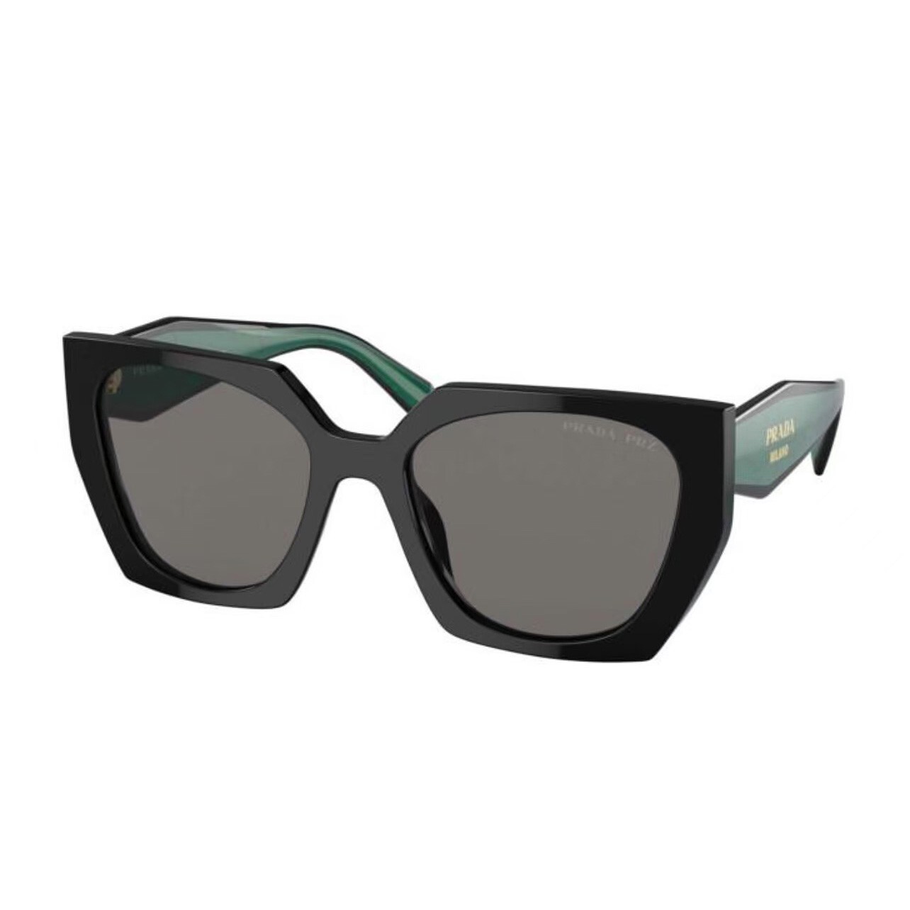 Prada PR 15WS Women Sunglasses Black-Green Frame Gray Lens with Gift Box