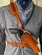 ADJUSTABLE LEATHER CHEST RIG GUN HOLSTER WITH AMMO HOLDER SHOULDER STRAP