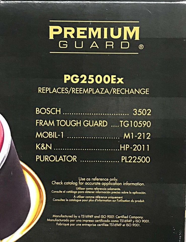 FILTRO DE ACEITE PREMIUM GUARD PG2500EX PARA CHEVROLET BUICK CADILLAC FORD - ESTUCHE DE 6   Foto 4 de 4