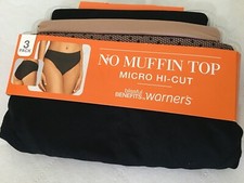 New Warner  s No Muffin Top Micro Hi-Cut Panties Womens 3 pairs S/5 3XL/10