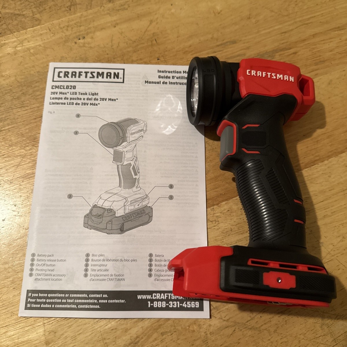 CRAFTSMAN V20 LED Work Light, Cordless Handheld, 140 Lumens, Bare Tool Only