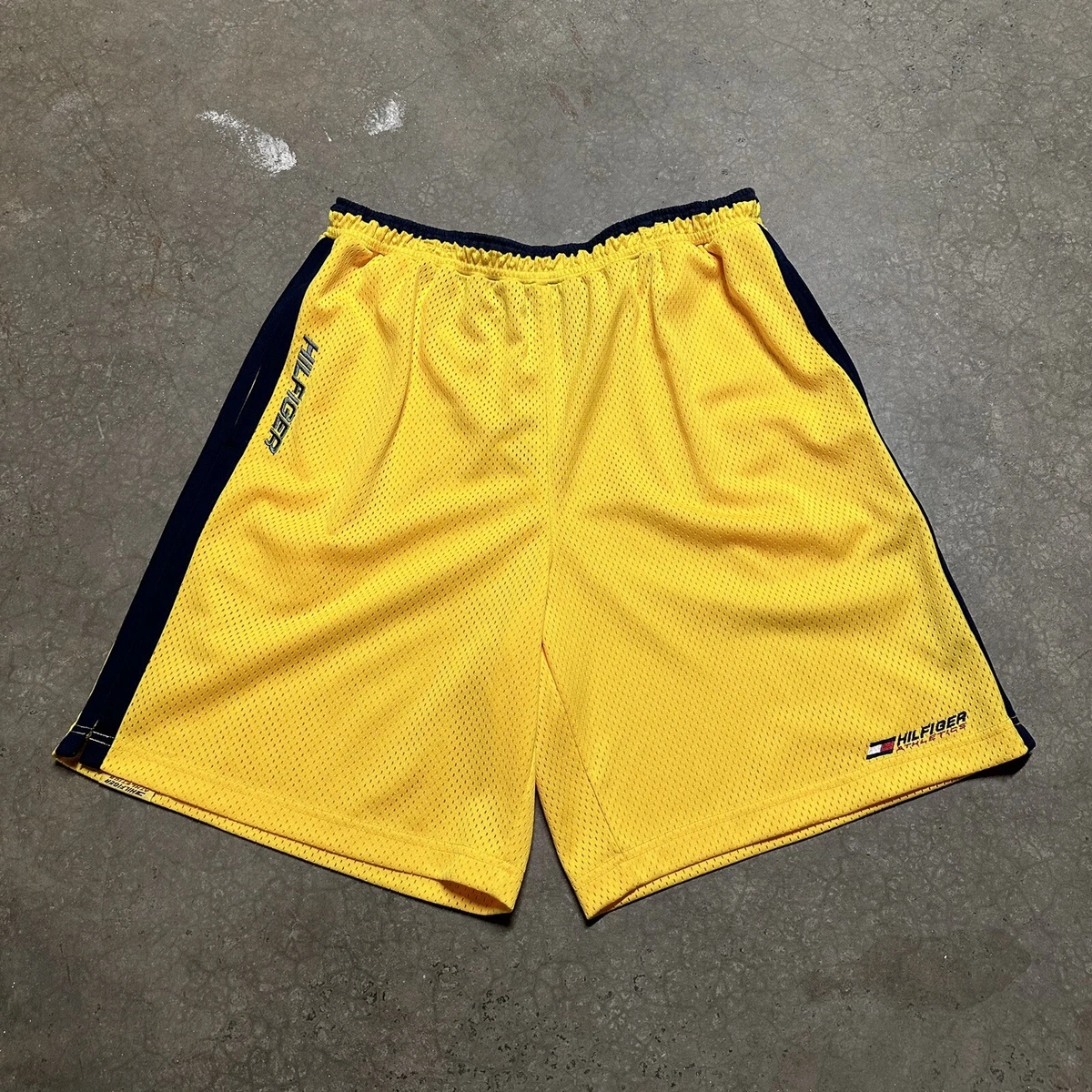 Vintage Tommy Hilfiger Athletics Yellow Mesh Gym Shorts Men s L