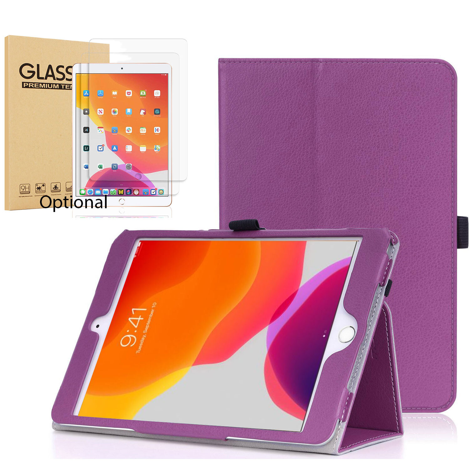 For iPad 9th 8th 7th Gen ,10.2'' Case PU Leather Cover Stand, Screen