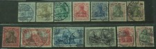 Germany 1902 11 values to 3 marks + extras no wmk SG 67/80A range Used cat £70