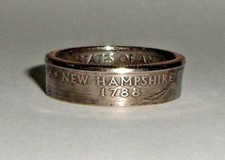 "Sealed" NEW HAMPSHIRE STATE QUARTER COIN RING hand made from uncirculated coin