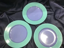 LINDT-STYMEIST COLORWAYS 3 SALAD LUNCHEON PLATES turquoise + blue EXCELLENT!