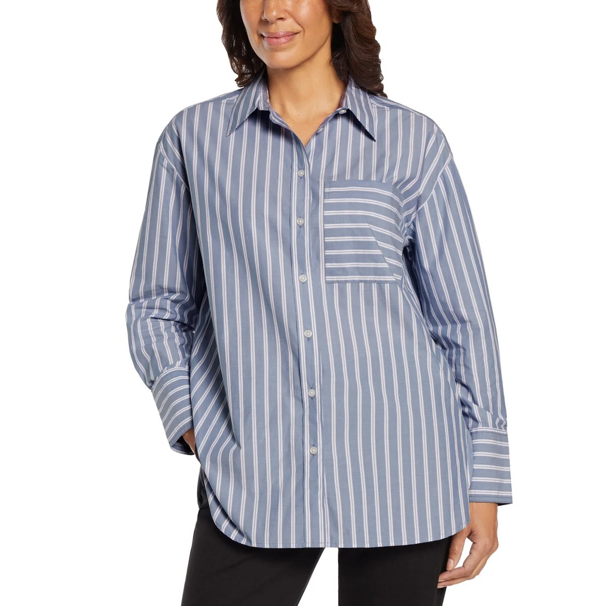 Banana Republic Women's' Button Down Shirt, Striped Long