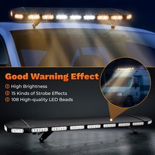 108-LEDs 47"in Strobe Light Bar Amber Emergency Beacon Warn Tow Truck Waterproof
