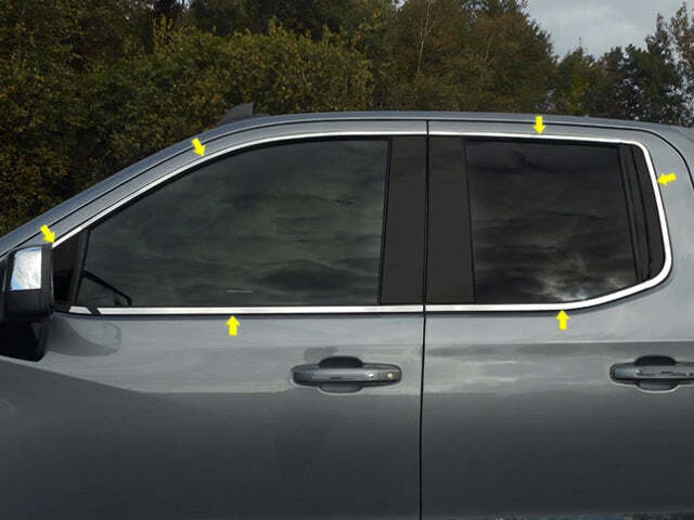 QAA 2019-2024 para Chevrolet Silverado 12 piezas equipamiento de moldura de ventana de acero inoxidable Foto 2 de 4