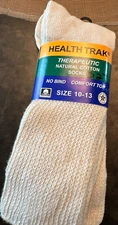 NWT HEALTH TRAK THERAPEUTIC NATURAL COTTON SOCKS NO BIND COMFRT TOP 10-13 2 PRS
